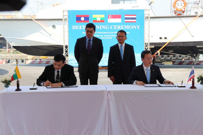 Thái Lan, Singapore bàn giao 3 tàu tuần tra cho Lào và Myanmar ảnh 1