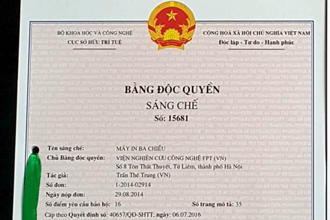 FPT được cấp 5 bằng sáng chế độc quyền phần cứng về máy in 3D ảnh 2