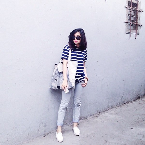 Ngắm các tín đồ thời trang Việt xuống phố với sắc đen, xanh ảnh 12