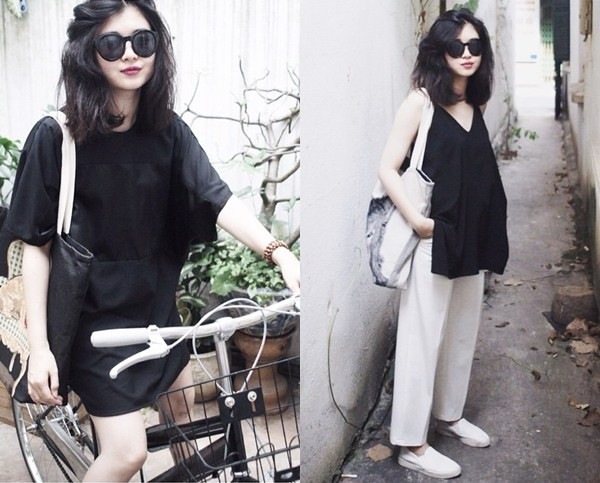 Ngắm các tín đồ thời trang Việt xuống phố với sắc đen, xanh ảnh 8