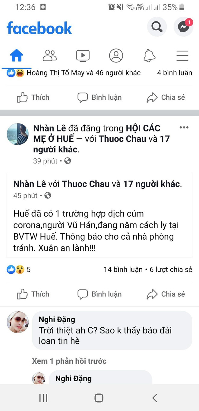 Bác bỏ thông tin dịch bệnh viêm phổi do virus corona xuất hiện tại Huế ảnh 1