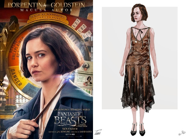 Nhân vật Tina Goldstein do "bông hồng Anh quốc" Katherine Waterston sắm vai là mẫu hình quý cô hiện đại. Thời trang phù thủy trong thế giới phép thuật Fantastic Beasts ảnh 4