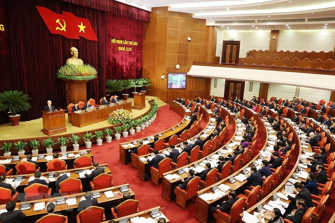 Quang cảnh hội nghị lần thứ 6 Ban Chấp hành Trung ương Đảng. (Nguồn: TTXVN) BCH TW Đảng họp bất thường, xem xét và cho ý kiến về công tác cán bộ ảnh 1