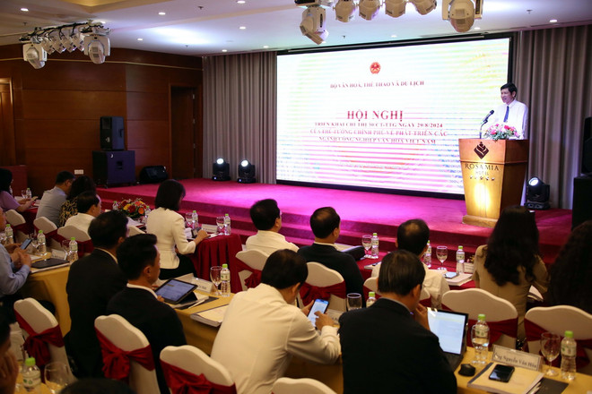 Quang cảnh Hội nghị. (Ảnh: Trần Lê Lâm/TTXVN) ttxvn hoi nghi_phat_trien_cac_nganh_cong_nghiep_van_hoa_viet_nam3_resize.jpg