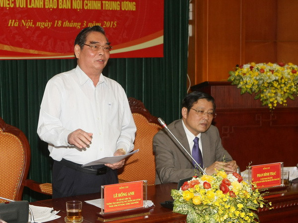 Thường trực Ban Bí thư làm việc với Ban Nội chính Trung ương ảnh 1