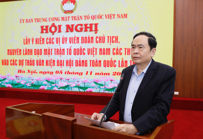 Ông Trần Thanh Mẫn, Bí thư Trung ương Đảng, Chủ tịch Mặt trận Tổ quốc Việt Nam khai mạc hội nghị. (Ảnh: Dương Giang/TTXVN) Chỉnh đốn hệ thống chính trị để mang lại niềm tin cho nhân dân ảnh 1