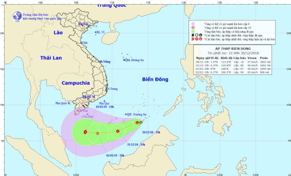Tối 31/12, vùng áp thấp có khả năng mạnh lên thành áp thấp nhiệt đới ảnh 1
