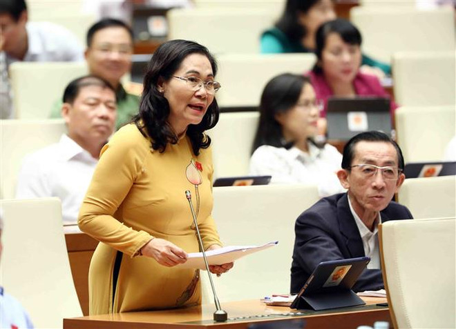 Đại biểu Quốc hội Thành phố Hồ Chí Minh Nguyễn Thị Lệ phát biểu ý kiến. (Ảnh: Phạm Kiên/TTXVN) Tập trung tháo gỡ khó khăn trong thực hiện công tác quy hoạch ảnh 2