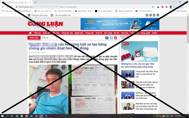 Phát hiện trang giả mạo báo điện tử của báo Nhà báo và Công luận ảnh 1