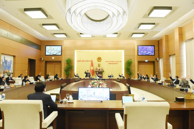 Phiên họp thứ 51 Ủy ban Thường vụ Quốc hội. (Ảnh: Trọng Đức/TTXVN) Nghị quyết của Ủy ban Thường vụ Quốc hội về công tác nhân sự ảnh 1