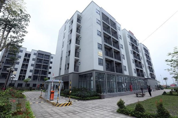 Một dự án nhà ở xã hội tại Khu đô thị mới Đại Lâm-Đại Thịnh, Hà Nội. (Ảnh: Phan Tuấn Anh/TTXVN) Lộ diện điểm yếu thanh khoản của thị trường bất động sản ảnh 1