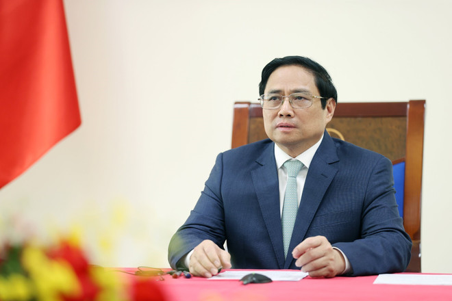 Thủ tướng Phạm Minh Chính điện đàm với Thủ tướng Australia Anthony Albanese. (Ảnh: Dương Giang/TTXVN) Thủ tướng Chính phủ Phạm Minh Chính điện đàm với Thủ tướng Australia ảnh 1