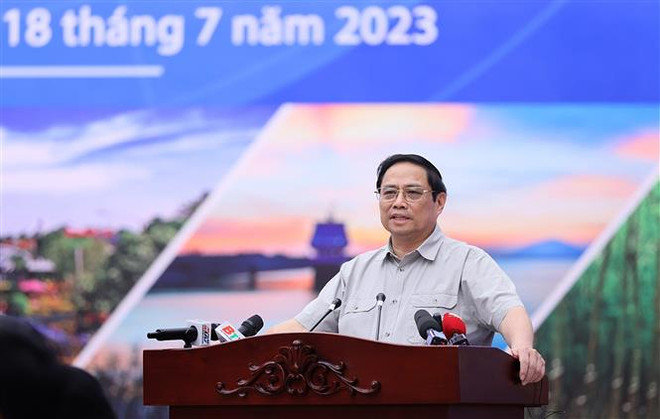 Thủ tướng Phạm Minh Chính chủ trì Hội nghị Hội đồng Điều phối Vùng Đông Nam Bộ ngày 18/7. (Ảnh: Dương Giang/TTXVN) Thủ tướng điều chỉnh, bổ sung thành viên của Hội đồng Điều phối Vùng ảnh 1