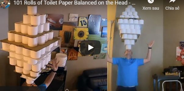 Lập kỷ lục Guinness khi dùng đầu cân bằng 101 cuộn giấy vệ sinh ảnh 1