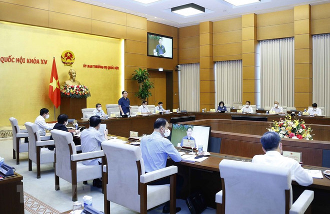 Quang cảnh cuộc họp. (Ảnh: Doãn Tấn/TTXVN) Chủ tịch QH nghe báo cáo công tác chuẩn bị chuyên đề giám sát năm 2022 ảnh 2