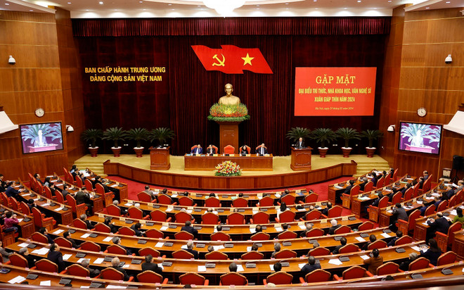 Quang cảnh Hội nghị. (Ảnh: TTXVN) ttxvn_lanh_dao_dang_nha_nuoc_gap_mat_dai_bieu_12.jpg