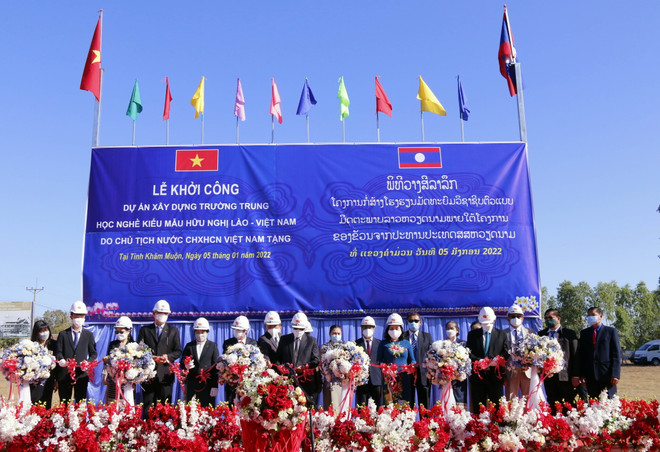 Khởi công trường Trung học nghề kiểu mẫu Hữu nghị Lào-Việt Nam ảnh 1