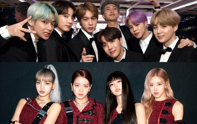Hai nhóm nhạc đình đám của Hàn Quốc BTS và BlackPink. (Nguồn: Xinhua) Tỷ trọng xuất khẩu album K-pop đạt mức cao nhất mọi thời đại ảnh 1