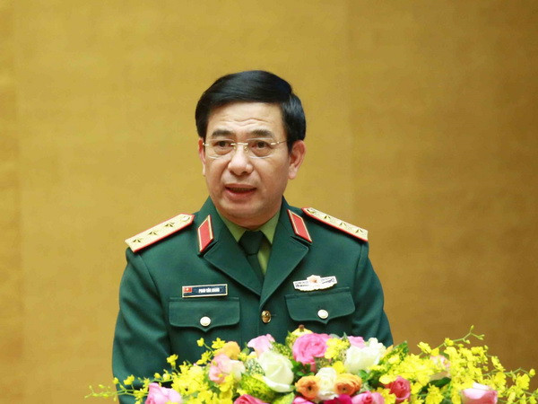 Thượng tướng Phan Văn Giang, Ủy viên Bộ Chính trị, Ủy viên Thường vụ Quân ủy Trung ương, Bộ trưởng Bộ Quốc phòng. (Ảnh: Phương Hoa/TTXVN) Bàn giao nhiệm vụ Bộ trưởng Bộ Quốc phòng cho tướng Phan Văn Giang ảnh 1