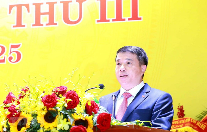 Ông Y Thanh Hà Niê Kđăm, Ủy viên Dự khuyết Trung ương Đảng, Bí thư Đảng ủy Khối Doanh nghiệp Trung ương. (Ảnh: Phương Hoa/TTXVN) Đắk Lắk: Ngày hội Đại đoàn kết dân tộc liên khu dân cư xã Yang Tao ảnh 1