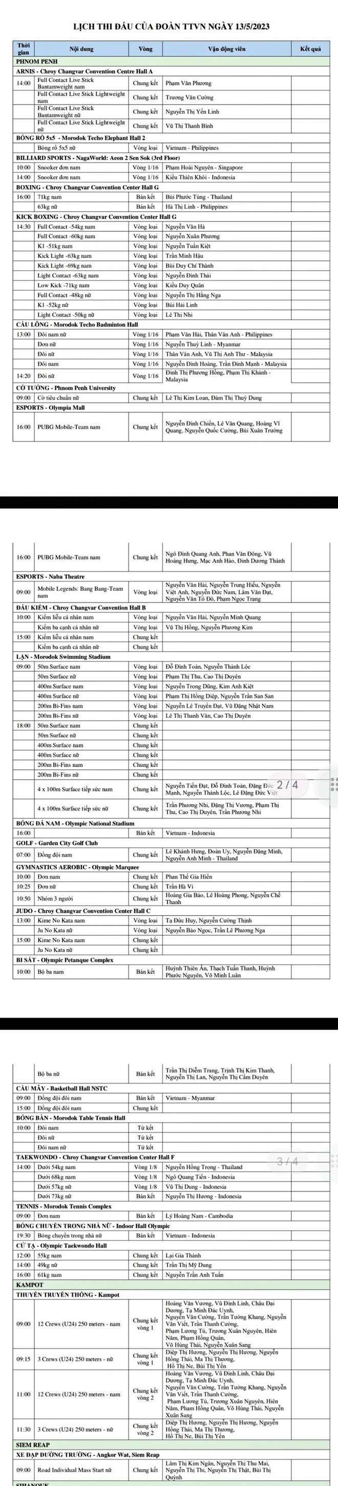 Lịch thi đấu SEA Games 32 ngày 13/5: Chờ "ngày vàng" của môn Lặn ảnh 2