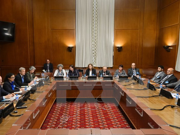 Toàn cảnh một cuộc đàm phán về hòa bình Syria ở Geneva. (Nguồn: AFP/TTXVN) Nga: Chỉ có người Syria mới quyết định được tương lai của mình ảnh 1