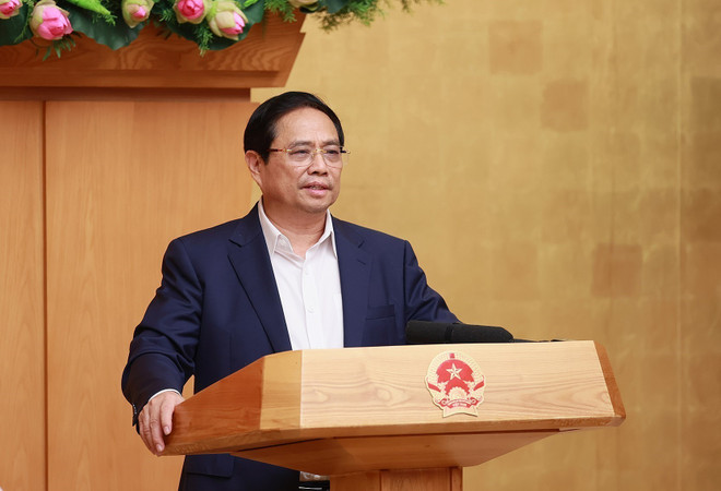 Thủ tướng Phạm Minh Chính kết luận Phiên họp Chính phủ thường kỳ tháng 5 năm 2023. (Ảnh: Dương Giang/TTXVN) Thủ tướng Phạm Minh Chính: Tập trung ưu tiên cho thúc đẩy tăng trưởng ảnh 3