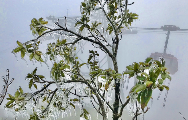 Hình ảnh băng giá phủ trắng đường lên đỉnh Fansiapan ảnh 2