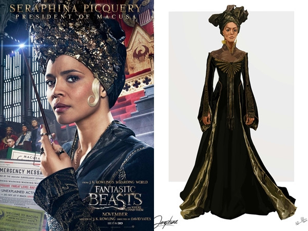 Carmen Ejogo trong vai Seraphina Picquery - người đứng đầu Hội đồng Pháp thuật Thời trang phù thủy trong thế giới phép thuật Fantastic Beasts ảnh 8