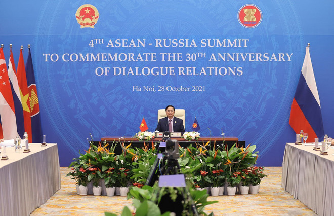 Thủ tướng Phạm Minh Chính tham dự Hội nghị cấp cao ASEAN-Nga lần thứ 4. (Ảnh: Dương Giang/TTXVN) ASEAN-Nga tăng hợp tác khoa học-kỹ thuật và công nghiệp trong năm 2022 ảnh 1