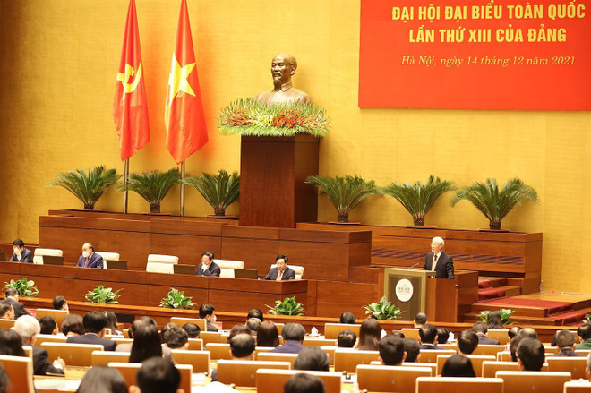 Hình ảnh toàn cảnh Tổng Bí thư Nguyễn Phú Trọng phát biểu chỉ đạo hội nghị. (Ảnh: Trí Dũng/TTXVN) Phối hợp ba trụ cột để thực hiện đường lối đối ngoại Đại hội Đảng XIII ảnh 1