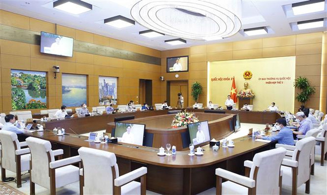Quang cảnh bế mạc. (Ảnh: Doãn Tấn/TTXVN) Bế mạc Phiên họp thứ ba của Ủy ban Thường vụ Quốc hội ảnh 2