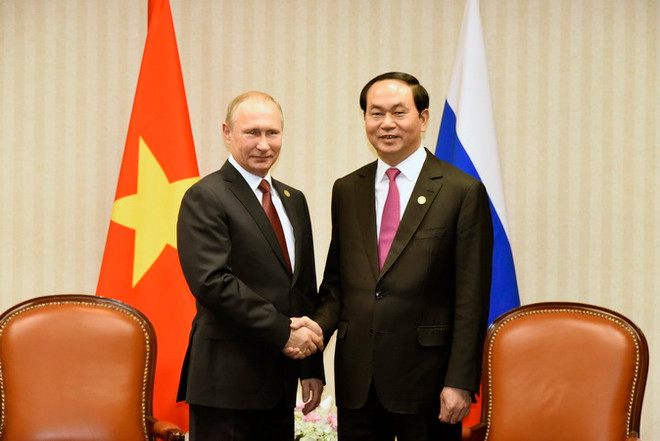 Chủ tịch nước Trần Đại Quang có cuộc gặp cấp cao với Tổng thống Liên bang Nga Putin. (Ảnh: TTXVN) Hoạt động song phương của Chủ tịch nước Trần Đại Quang tại Peru ảnh 3