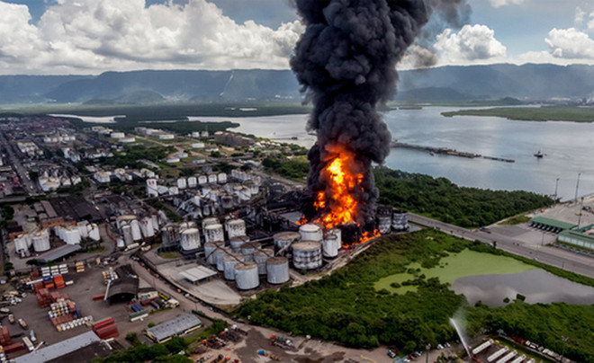 Xảy ra hỏa hoạn nghiêm trọng gần hải cảng lớn nhất Brazil ảnh 2