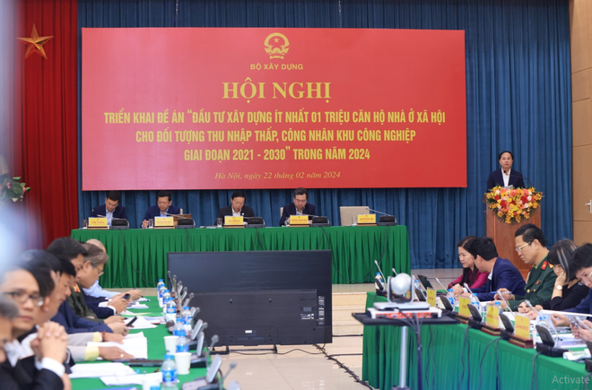 Hội nghị triển khai Đề án “Đầu tư xây dựng ít nhất 1 triệu căn hộ nhà ở xã hội” năm 2024. (Ảnh: PV/Vietnam+) vnp_hoi nghi.PNG