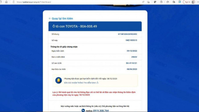 Các bước để chủ xe in giấy xác nhận tự động giãn chu kỳ kiểm định ảnh 2