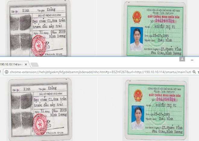 Nhiều thuê bao có cùng ảnh chứng minh nhân dân giả có tên là Nguyễn Thị Vi (2 chứng minh nhân dân giống hệt nhau, chỉ khác nhau số chứng minh). (Nguồn: Bộ TTTT) Cơ quan quản lý nói gì về quy định chụp ảnh khi đăng ký thuê bao? ảnh 1