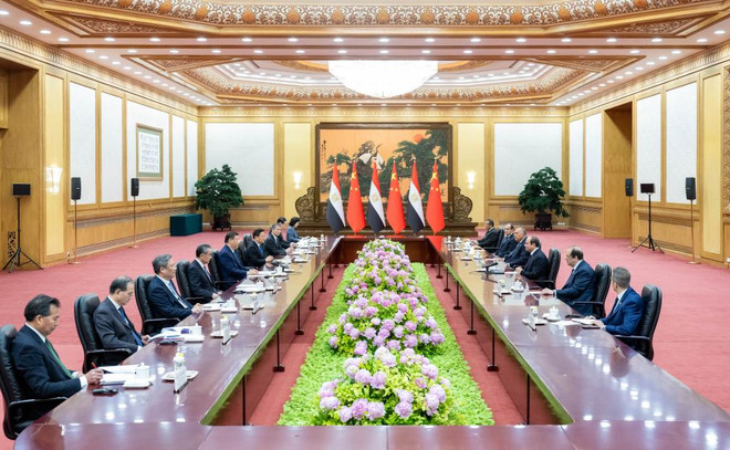 Tổng thống Ai Cập Abdel-Fattah El-Sisi hội đàm với Chủ tịch Trung Quốc Tập Cận Bình. (Nguồn: Xinhua) An-do_Trung-quoc_3005-2.jpeg