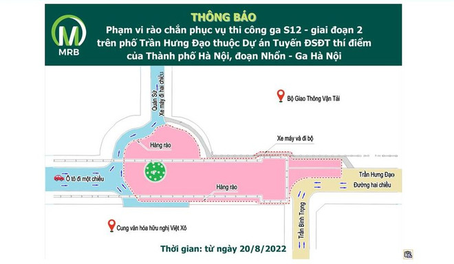 Rào đường, phân luồng thi công ga ngầm S12 metro Nhổn-ga Hà Nội ảnh 1
