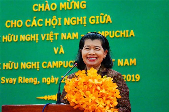 Chủ tịch Hội Hữu nghị Campuchia-Việt Nam, Phó Thủ tướng Men Sam An phát biểu tại Hội nghị. (Ảnh: Trần Long/TTXVN) Hội Hữu nghị Việt Nam-Campuchia hoạt động có chiều sâu và hiệu quả ảnh 1