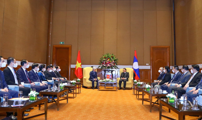 Chủ tịch Ủy ban Trung ương MTTQ hội kiến Chủ tịch Quốc hội Lào ảnh 2