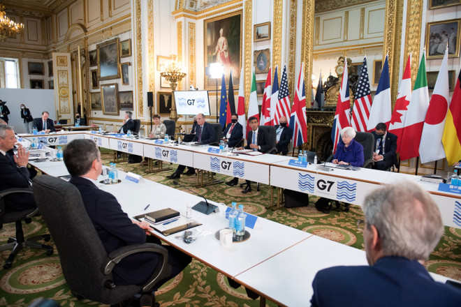 Toàn cảnh Hội nghị Bộ trưởng Tài chính G7 tại London, Anh, ngày 4/6/2021. (Ảnh: AFP/TTXVN) G7 kêu gọi thế giới thay đổi cách thức quản lý nền kinh tế ảnh 1