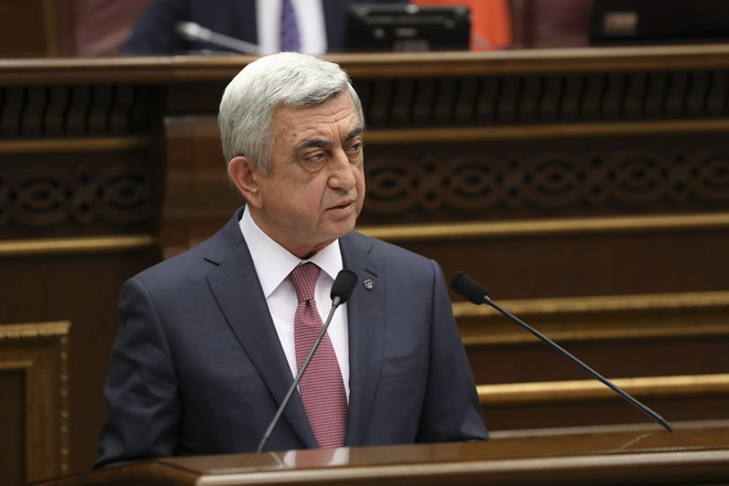 Thủ tướng Armenia Serzh Sarksyan. (Nguồn: THX/TTXVN) Nga kêu gọi các bên tại Armenia đối thoại giải quyết khủng hoảng ảnh 1