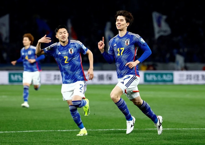 Nhật Bản đặt 1 chân vào vòng loại thứ 3 World Cup 2026. (Nguồn: Reuters) tuyen-nhat-2203.jpg