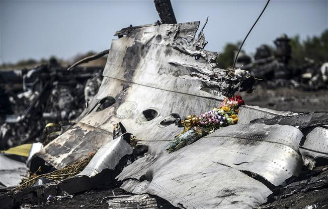 Xác máy bay MH17 của Hãng hàng không Malaysia Airlines bị bắn rơi gần làng Grabove, cách Donetsk, miền Đông Ukraine khoảng 80km, tháng 9/2014. (Ảnh: AFP/TTXVN) Không phát hiện các hệ thống tên lửa Buk gần khu vực rơi máy bay MH17 ảnh 1