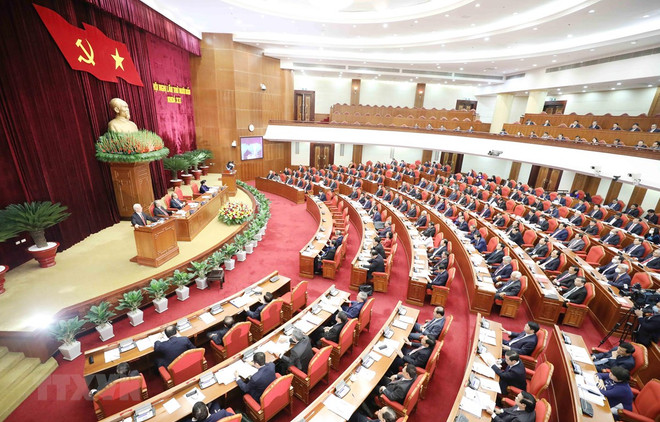 Quang cảnh phiên khai mạc Hội nghị lần thứ 14 Ban Chấp hành Trung ương. (Ảnh: Phương Hoa/TTXVN) Tiến tới Đại hội Đảng XIII: Dân chủ, công khai và trường hợp đặc biệt ảnh 1
