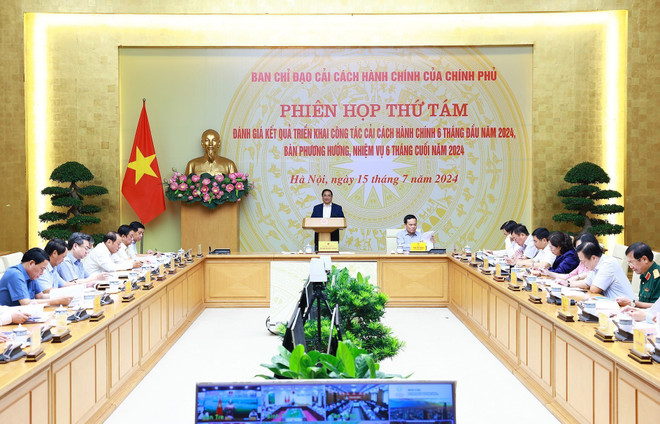 Thủ tướng Phạm Minh Chính, Trưởng Ban Chỉ đạo Cải cách hành chính của Chính phủ chủ trì phiên họp. (Ảnh: Dương Giang/TTXVN) TTXVN_1507Thutuong1.jpg