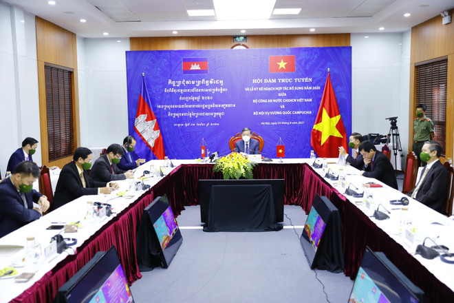 Quang cảnh buổi hội đàm. (Ảnh: Minh Đức/TTXVN) Việt Nam-Campuchia đẩy mạnh hợp tác phòng, chống tội phạm ảnh 2