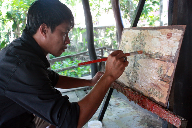 [Photo] Độc đáo nghệ thuật tranh vỏ tràm Miệt Thứ ở Kiên Giang ảnh 3