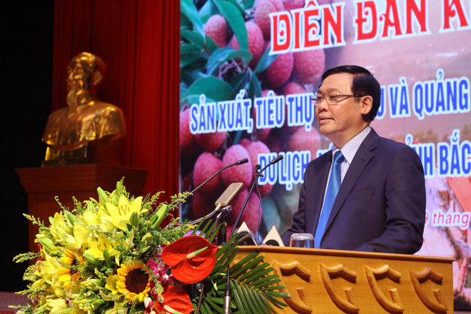 Phó Thủ tướng Vương Đình Huệ phát biểu tại diễn đàn. (Ảnh: Tùng Lâm/TTXVN) Xác định thị trường để tìm đầu ra cho sản phẩm nông nghiệp ảnh 1